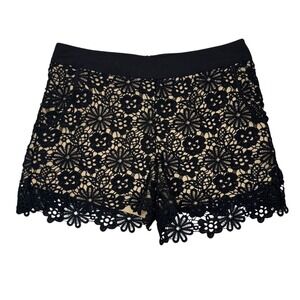 Monteau Lace Overlay Black Over Nude Dress Shorts Large
